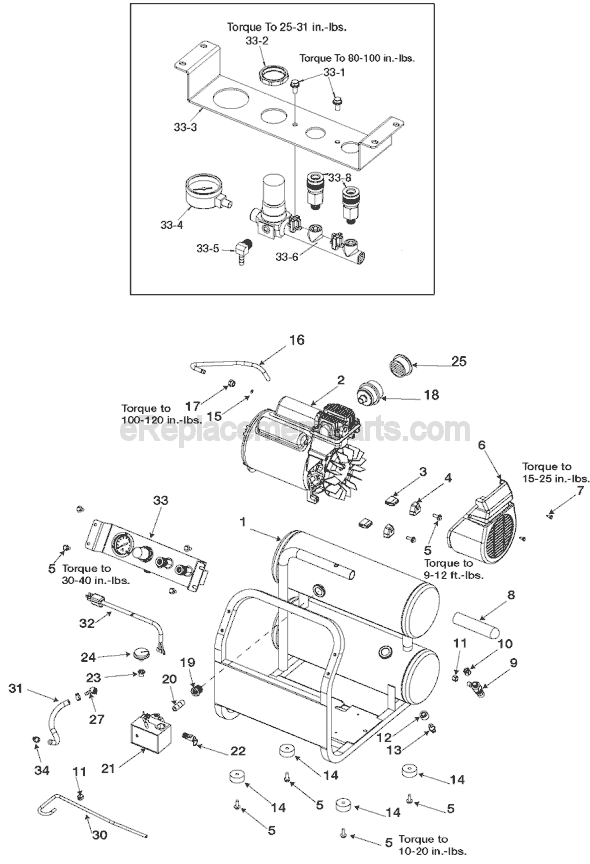 Page A Diagram and Parts List for CPFFR350 Type 1 Porter Cable Compressor